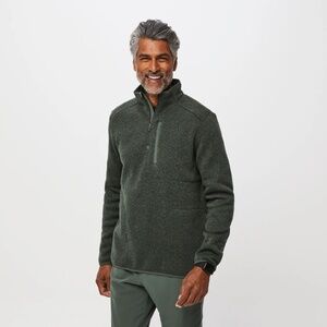 Figs On-Shift ¼ Zip Sweater Knit, Heather Moss, Men, Medium